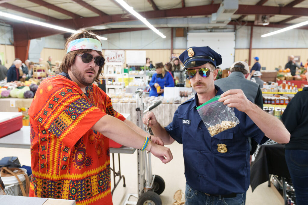 here's the front page photo, busted with his mushrooms