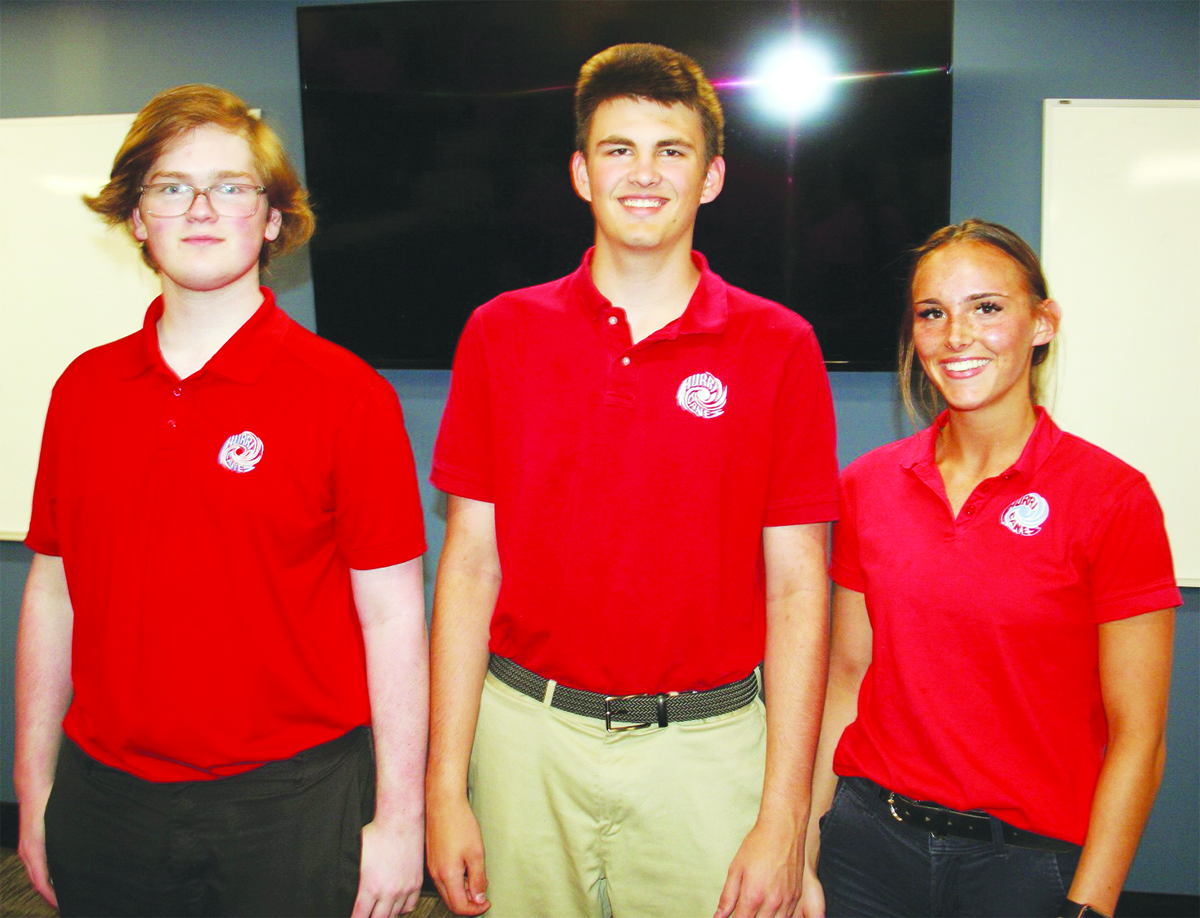 Members of the winning “Fog Off” team at Pitch Night are Marian Central Catholic students (from left) Jacob Miller, Phillip Hanlon, and Kelsi McThenia. (Courtesy photo)
