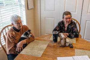 Donna on right, Carol on left holding Cricket