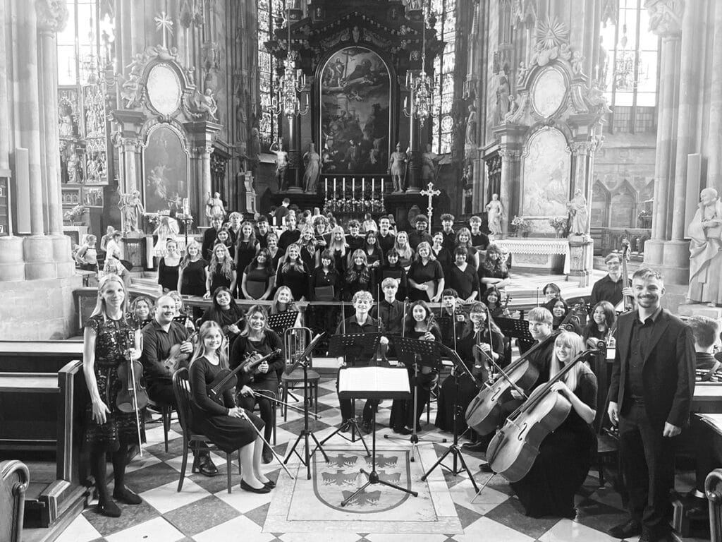 The Woodstock High School orchestra and choir perform in St. Stephen’s Cathedral in Vienna, Austria.










courtesy photo
