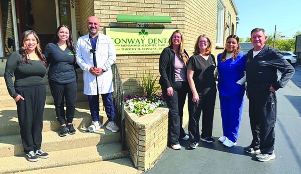 Conway Dental staff (from left) Brenda Tellez, Alli Luna, Dr. Mohammed Albomter, Tiffany Nieder, Paula Bowman, Juliana Garcia, and Dr. Tim Conway. Albomter will be taking over Conway’s practice as of Oct. 17.






Independent photo by Eileen Millard