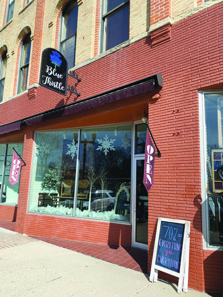 Courtesy photo.
The sign outside Blue Thistle advertises that “Everything, yes Everything” is 70% off while the store clears out its inventory before closing at the end of the month. In April, Wild Buffalo Trading Co. will open in its spot.